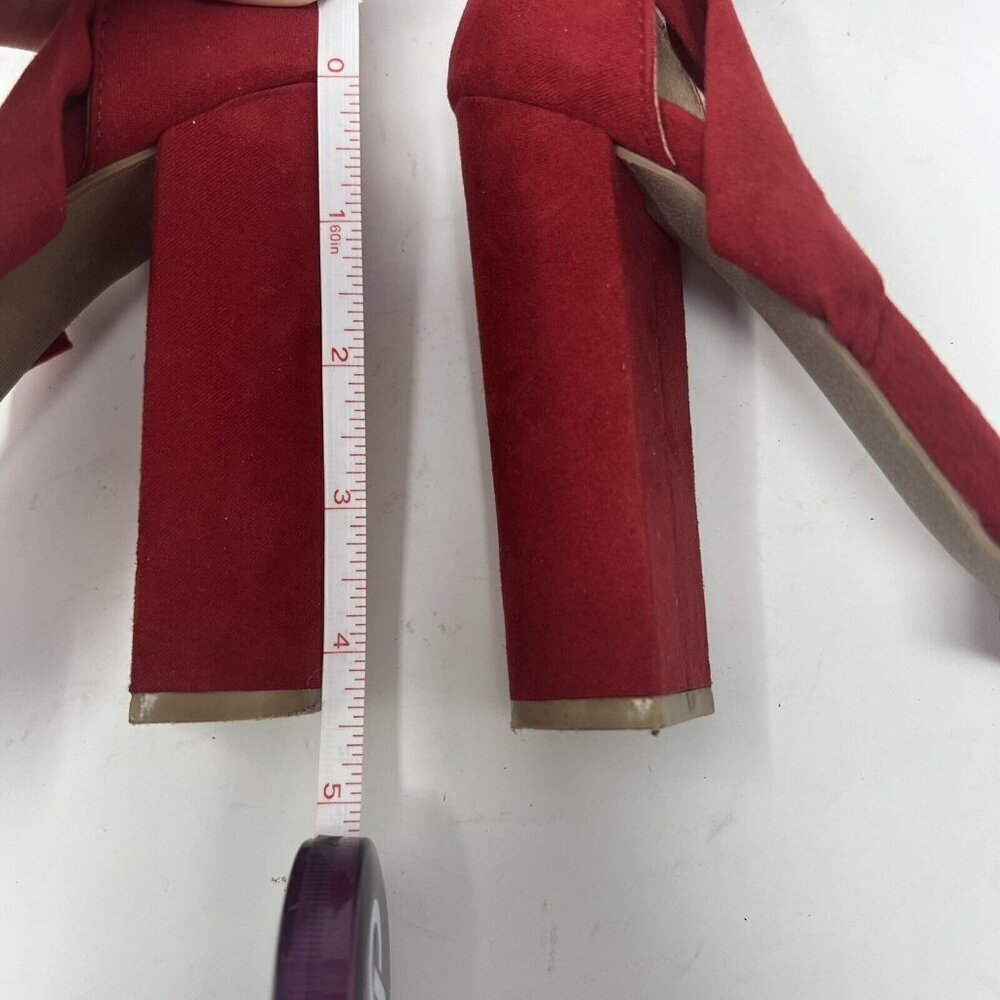 Lulus Size 5.5 Dorian Red Suede Lace-Up Balletcore Valentine’s Day - Picture 7 of 10